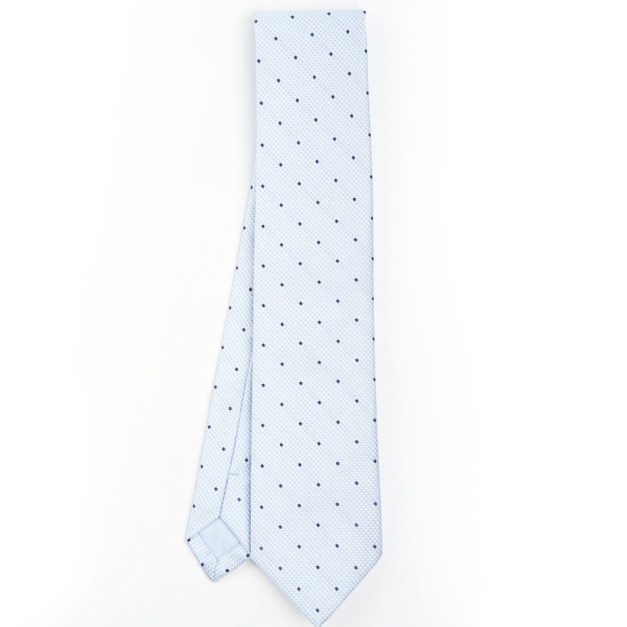 New E.Marinella Light Blue Ceremonial Jacquard Silk Tie - Polka Dot Pattern