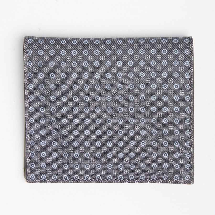 Hot E.Marinella Dark Grey Small Wallet In Silk And Leather