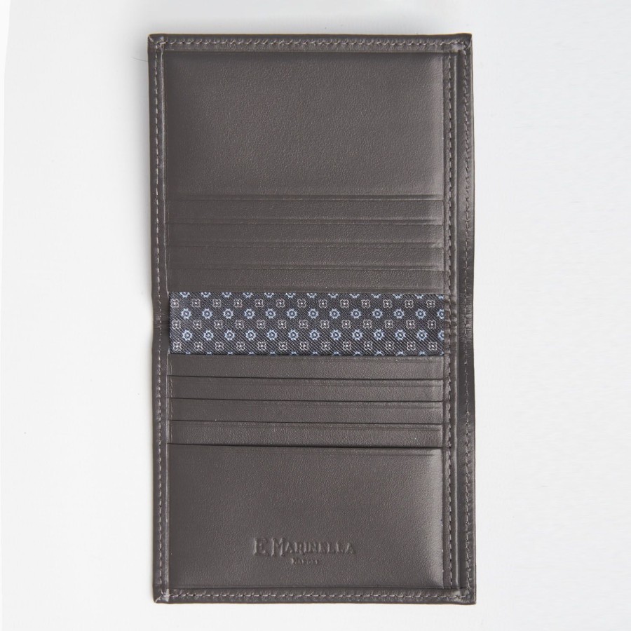 Hot E.Marinella Dark Grey Small Wallet In Silk And Leather