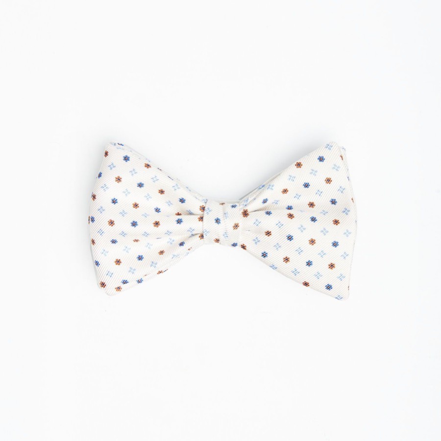 Online E.Marinella White Pre-Knotted Bowtie - Small Flower Pattern