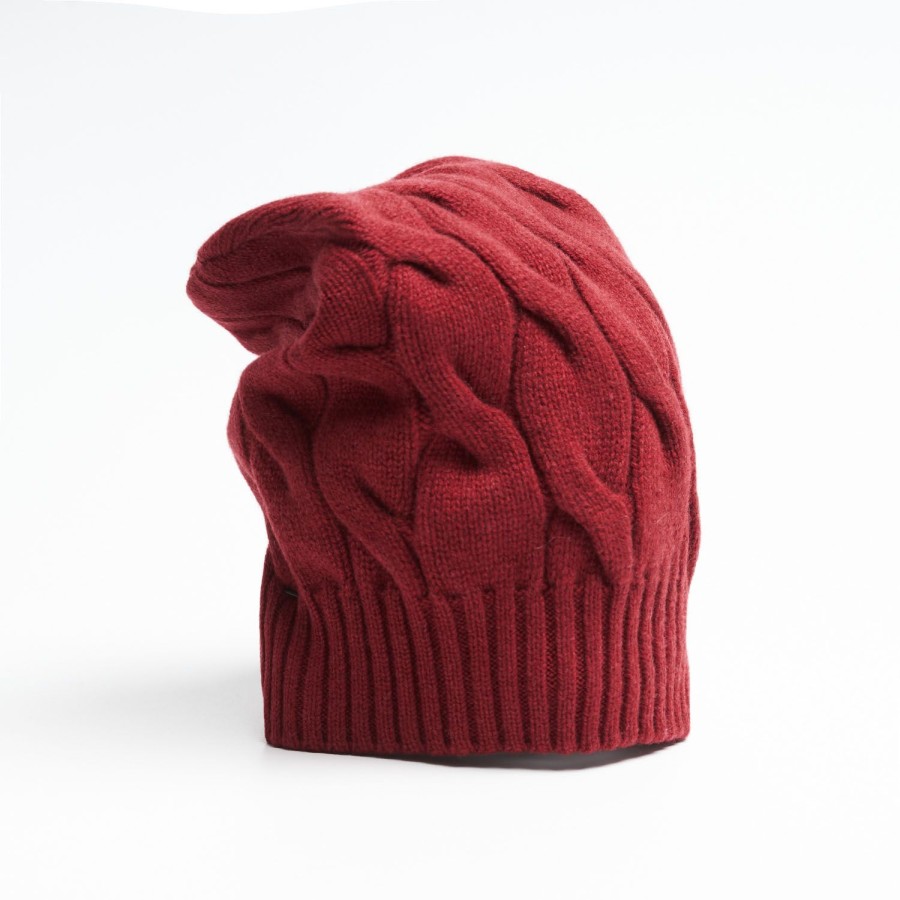 Hot E.Marinella Cable-Knit Burgundy Wool Hat