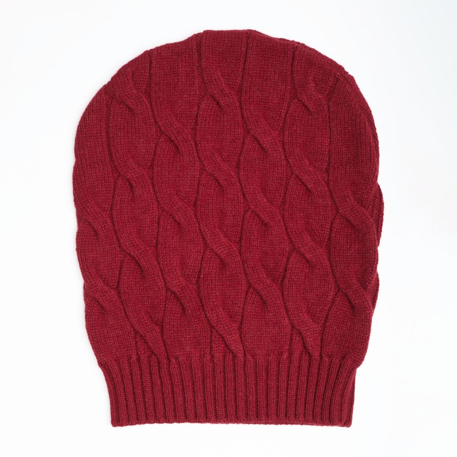 Hot E.Marinella Cable-Knit Burgundy Wool Hat