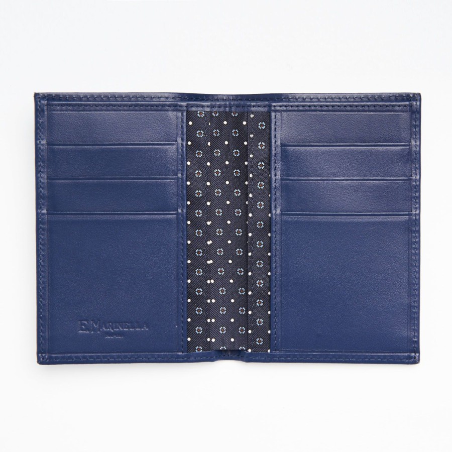 Wholesale E.Marinella Dark Blue Vertical Wallet In Silk And Leather