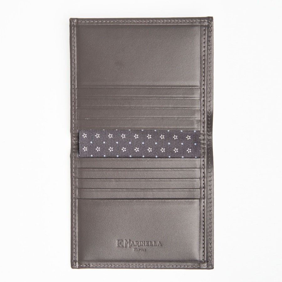 Wholesale E.Marinella Dark Grey Small Wallet In Silk And Leather