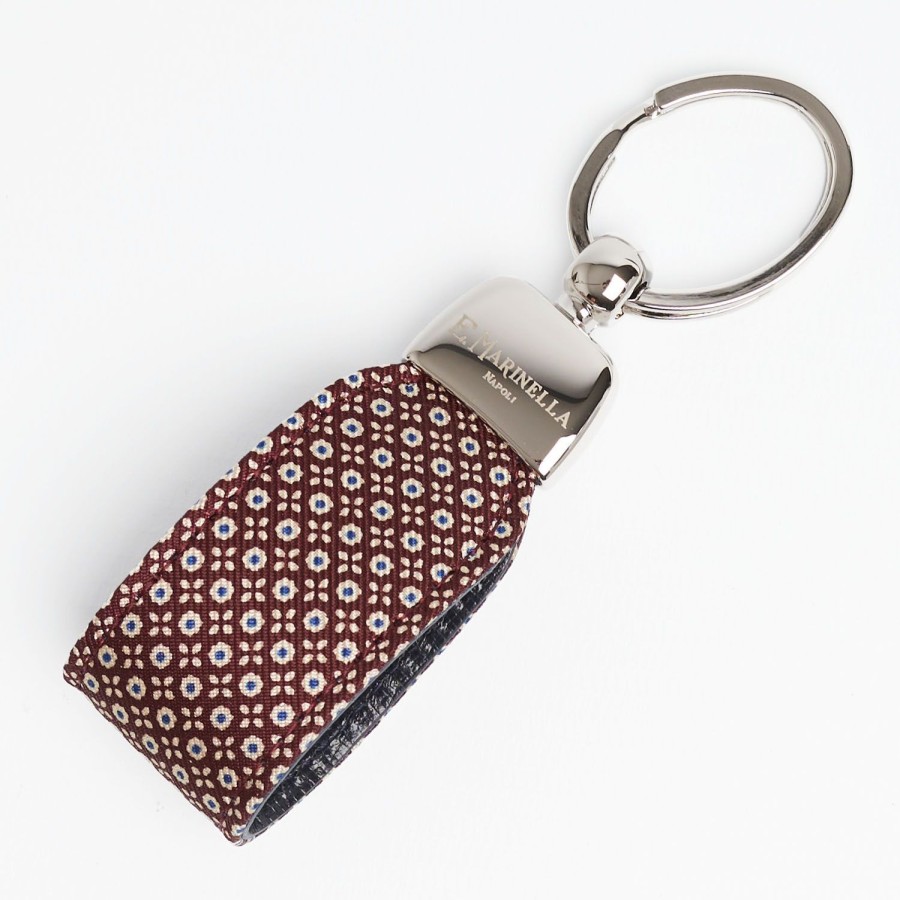 Wholesale E.Marinella Burgundy Keyfob In Silk And Leather