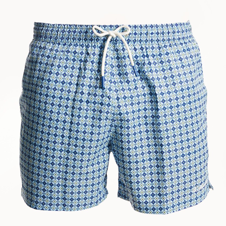 Hot E.Marinella Light Blue Swim Shorts - Large Patterns