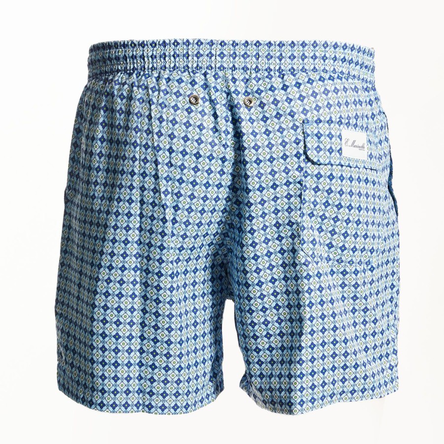 Hot E.Marinella Light Blue Swim Shorts - Large Patterns