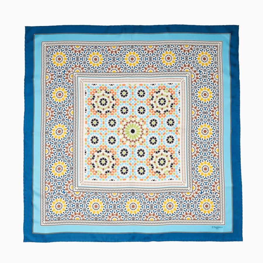 Wholesale E.Marinella Bluette Silk Scarf 90 - Mosaic