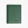 New E.Marinella Dark Green Hammered Leather Folding Card Holder - 10 Compartments