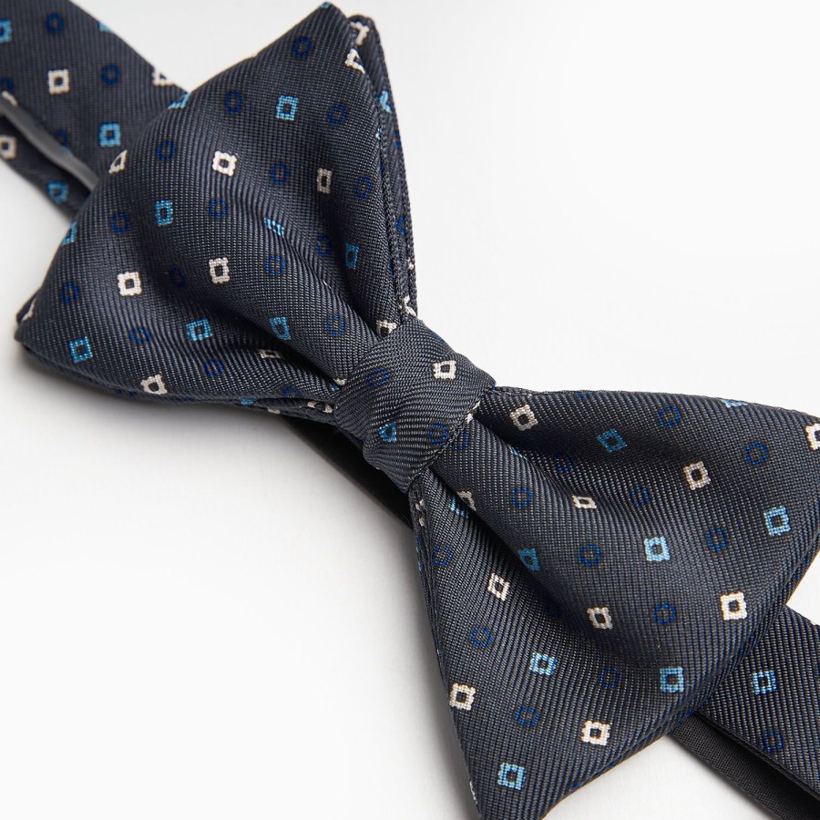 Hot E.Marinella Dark Grey Pre-Knotted Silk Bowtie - Small Flower Pattern