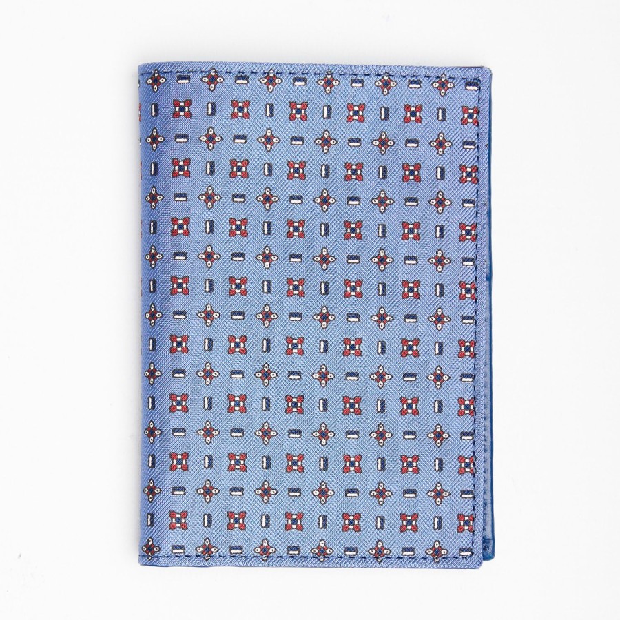 Wholesale E.Marinella Powder Blue Vertical Wallet In Silk And Leather