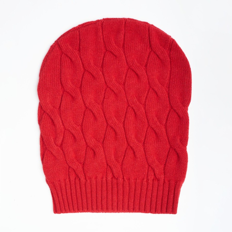 Best E.Marinella Cable-Knit Red Wool Hat