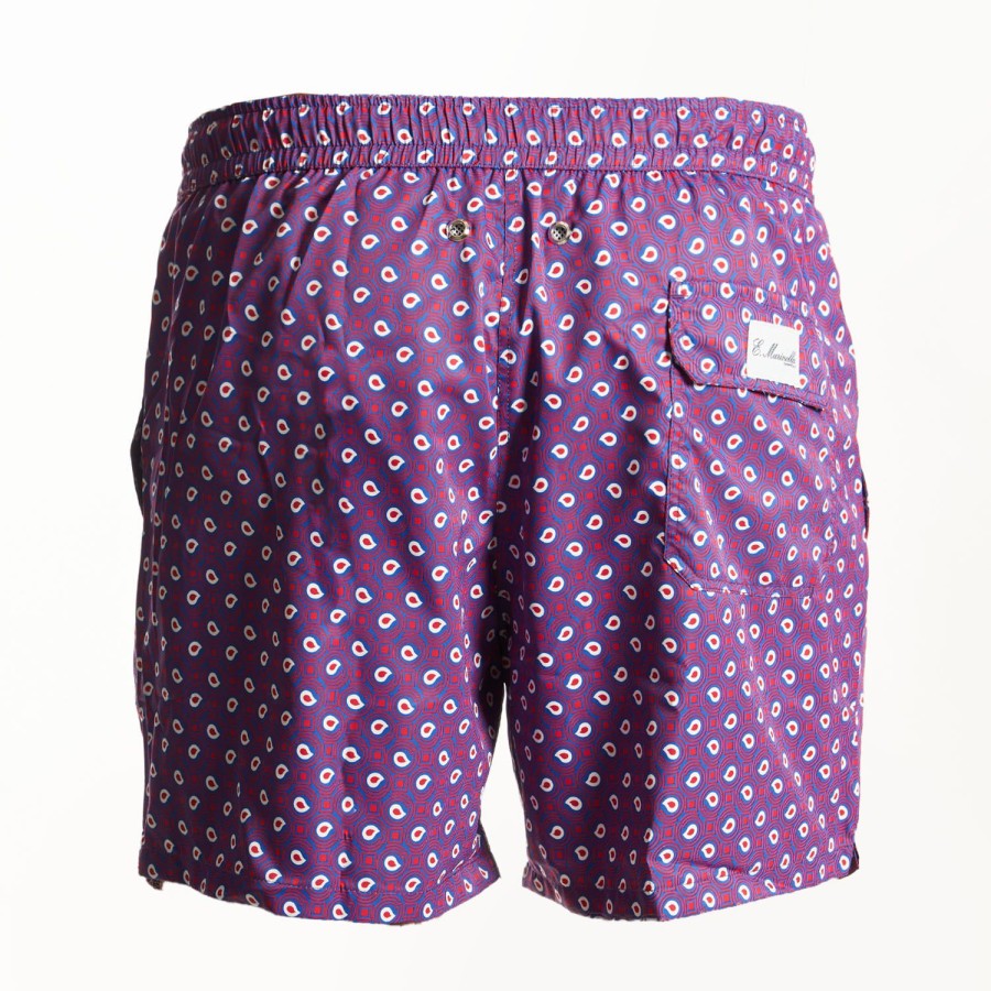 Hot E.Marinella Violet Swim Shorts- Paisley Pattern