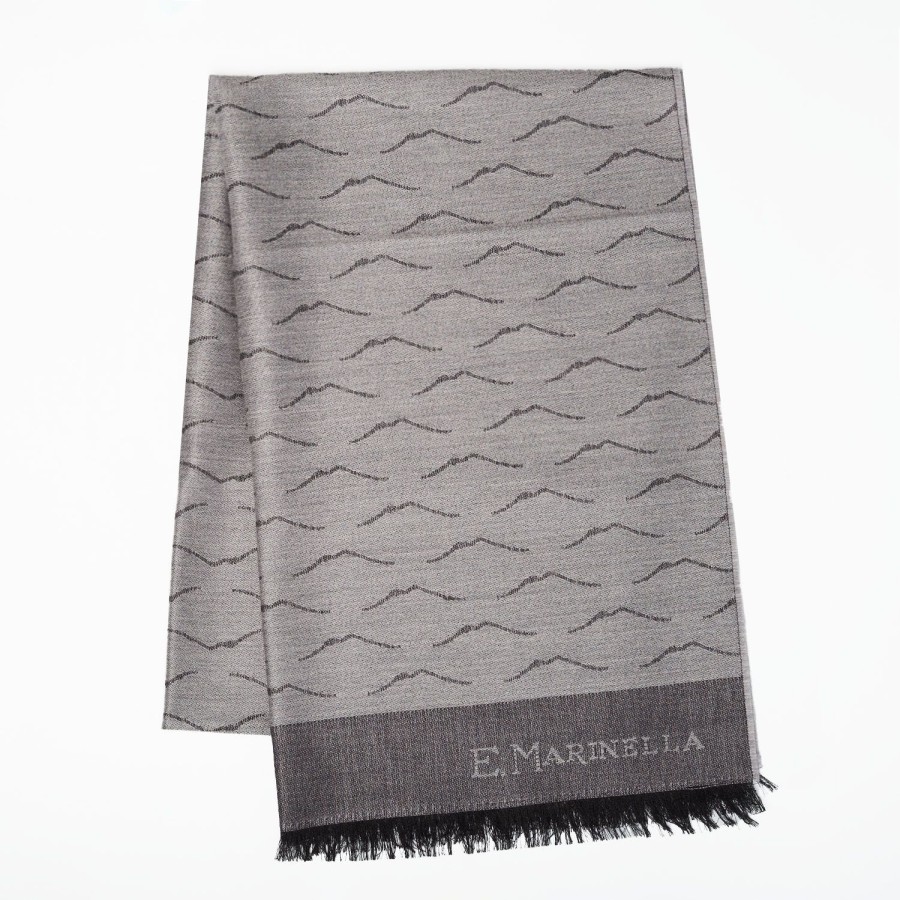 Clearance E.Marinella Grey Vesuvius Wool And Silk Scarf