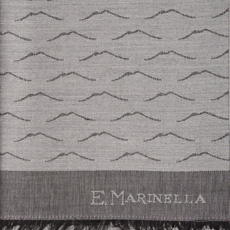 Clearance E.Marinella Grey Vesuvius Wool And Silk Scarf