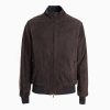 New E.Marinella Dark Brown Reversible Suede Leather And Nylon Jacket