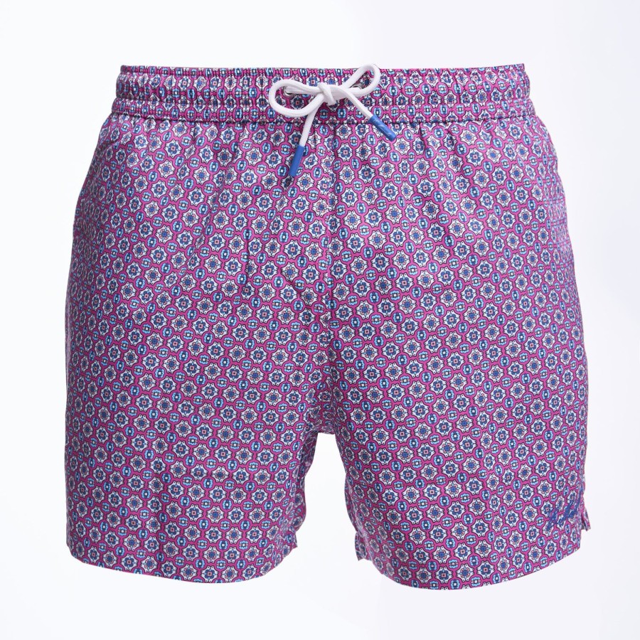 Hot E.Marinella Fucsia Swim Short- Large Flower Pattern