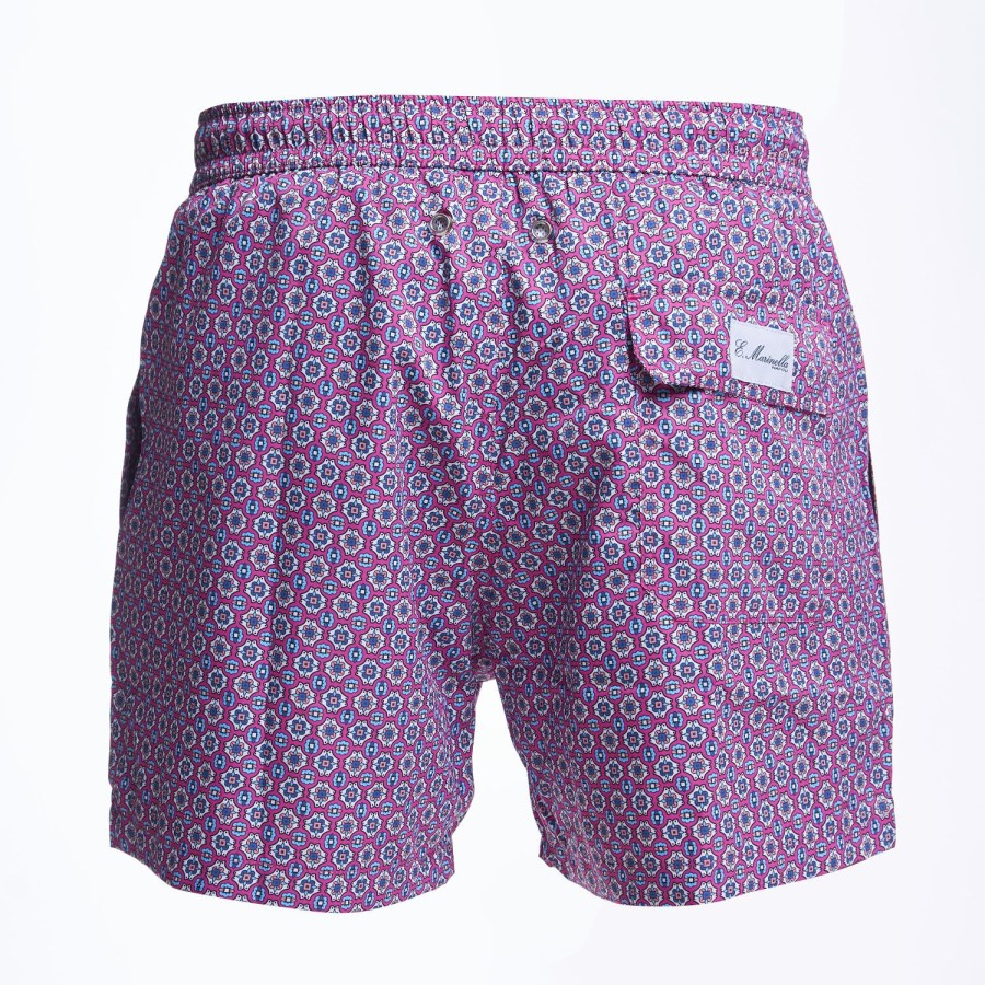 Hot E.Marinella Fucsia Swim Short- Large Flower Pattern