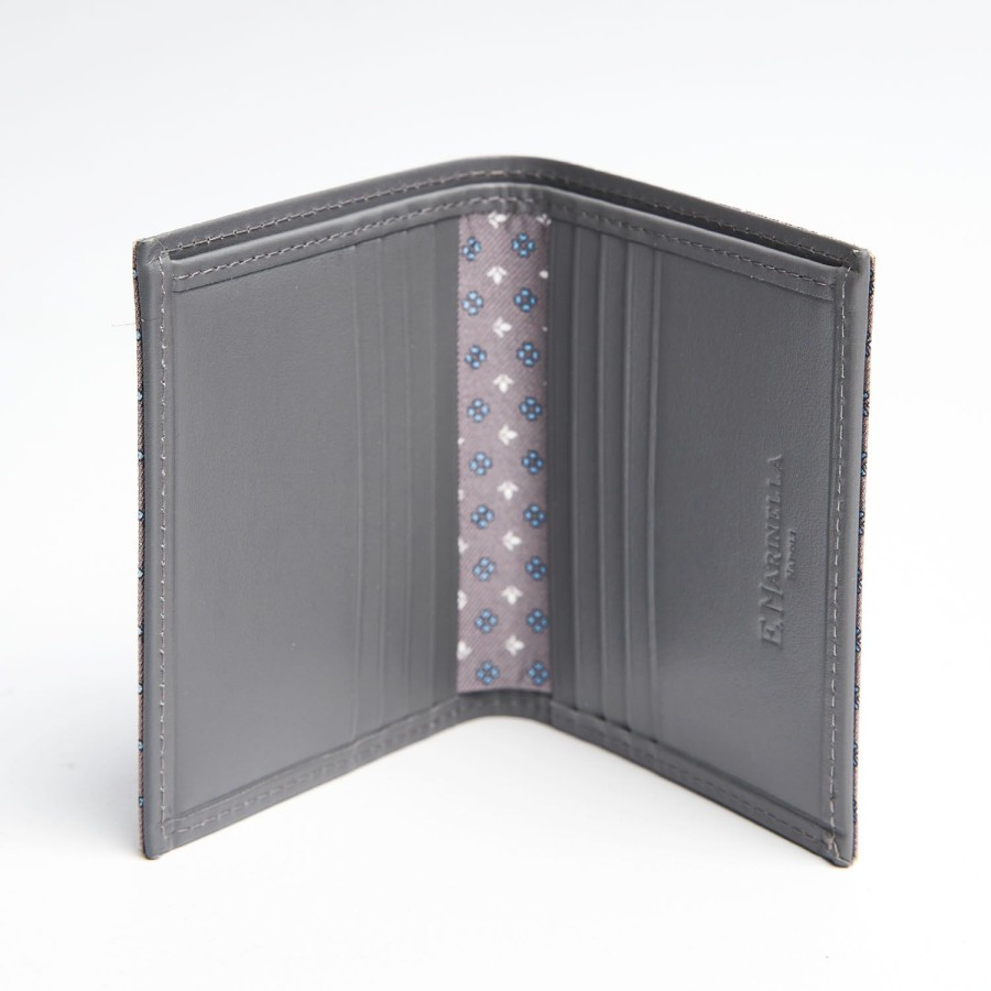 Hot E.Marinella Light Grey Small Wallet In Silk And Leather