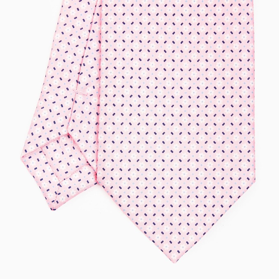 Online E.Marinella Pink Sartorial Classic Silk Tie - Small Flower Pattern