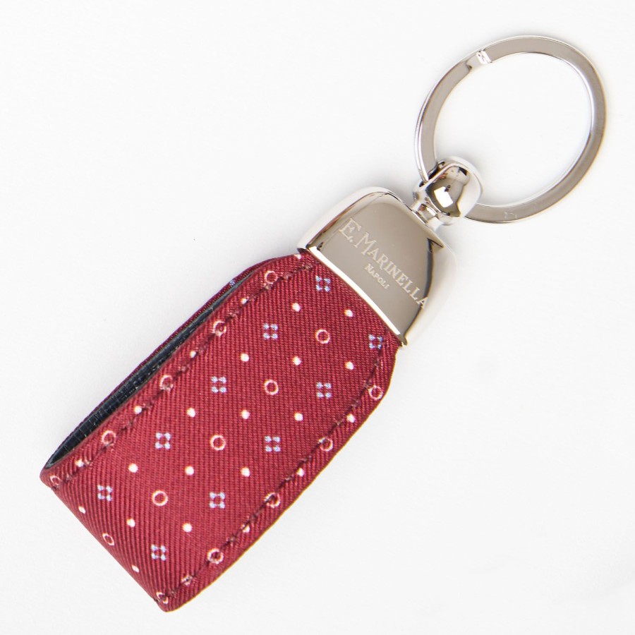 Online E.Marinella Burgundy Keyfob In Silk And Leather