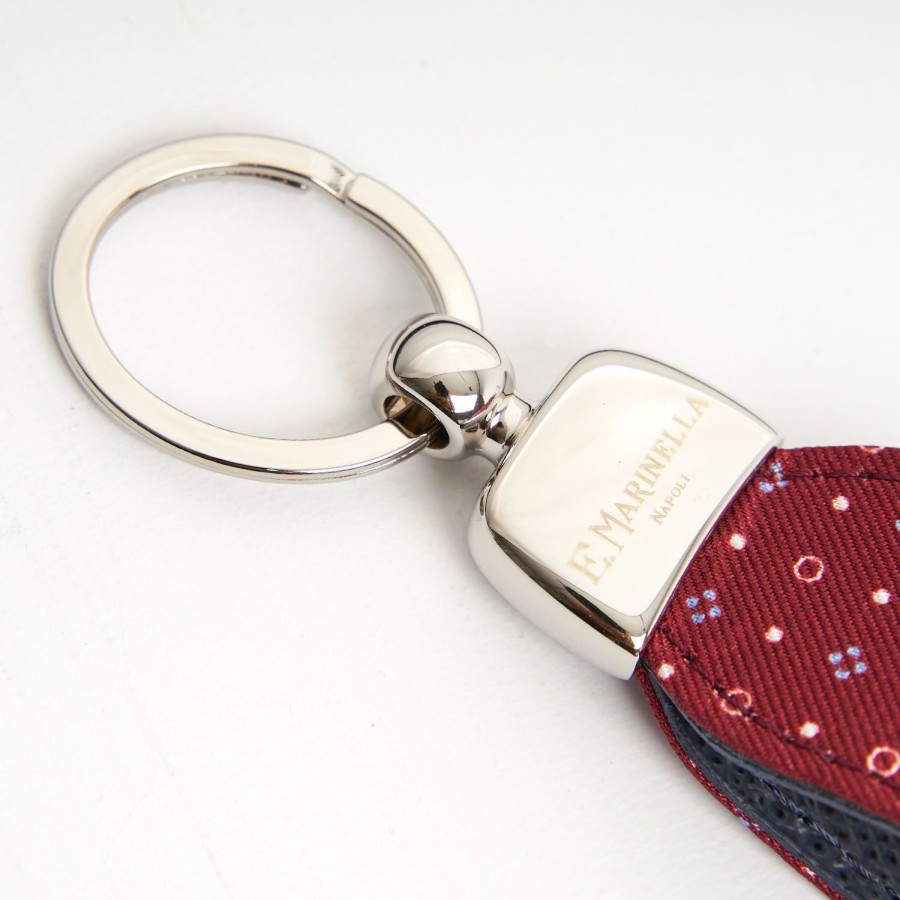 Online E.Marinella Burgundy Keyfob In Silk And Leather