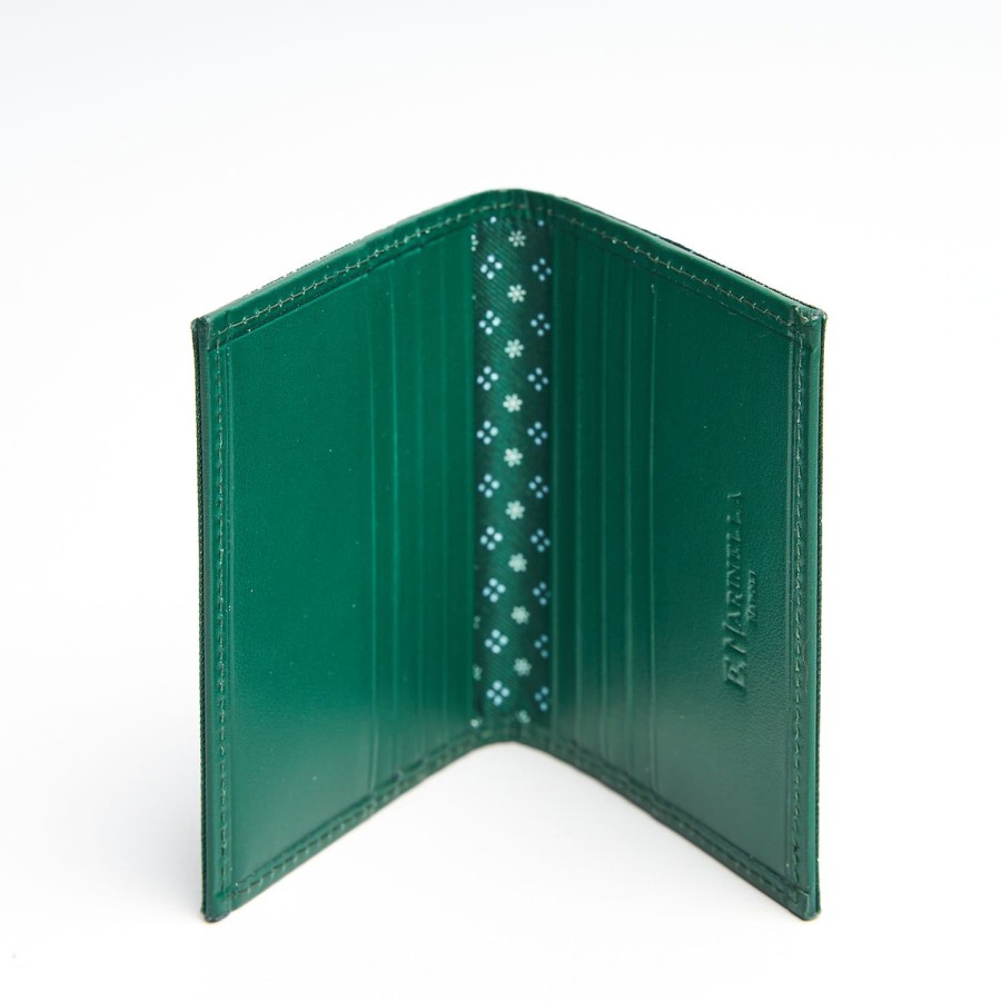 Online E.Marinella Dark Green Leather Folding Card Holder - 10 Compartments