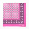 Clearance E.Marinella Fuchsia Hand-Printed Silk Pocket Square Large Flower Pattern