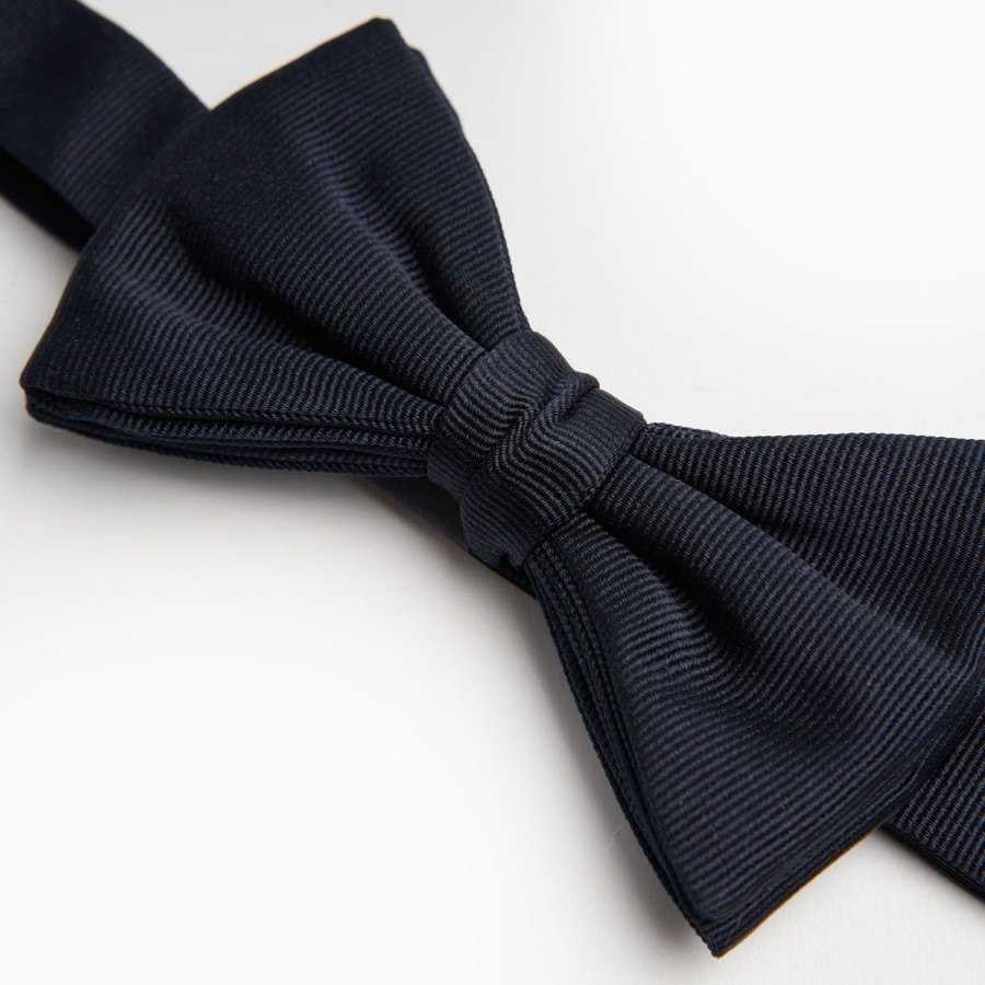 Best E.Marinella Dark Blue Pre-Knotted Silk Bowtie Solid Color