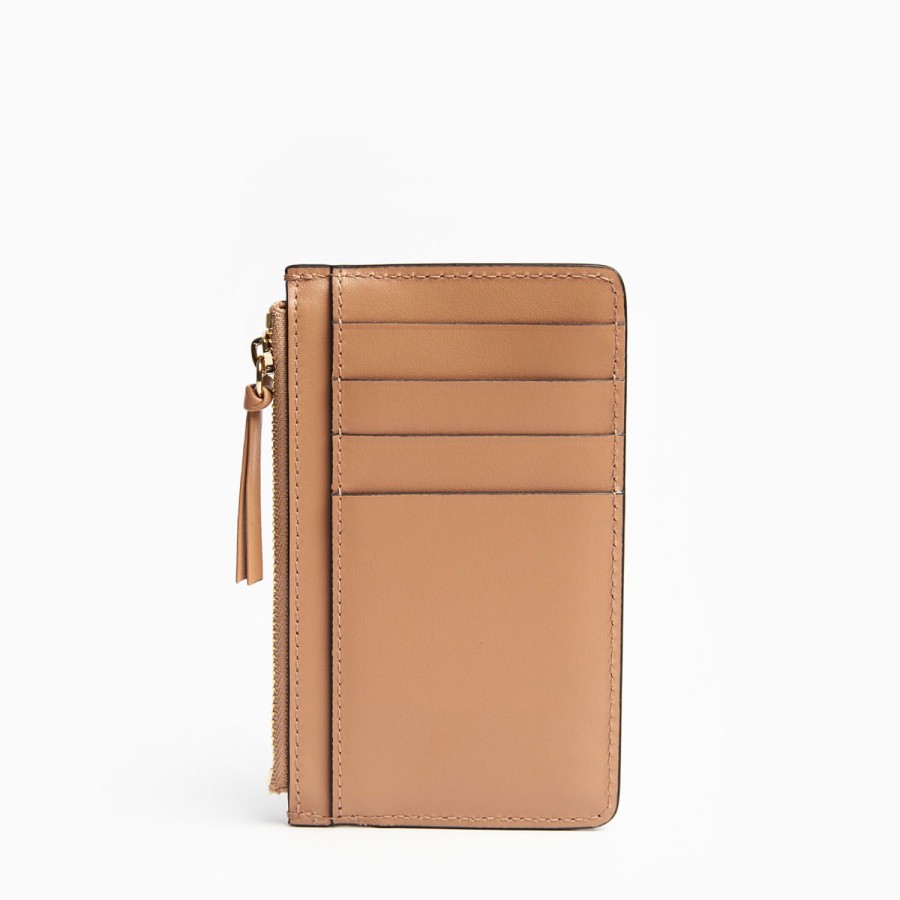 Best E.Marinella Light Brown Leather Zip Credit Card Holder