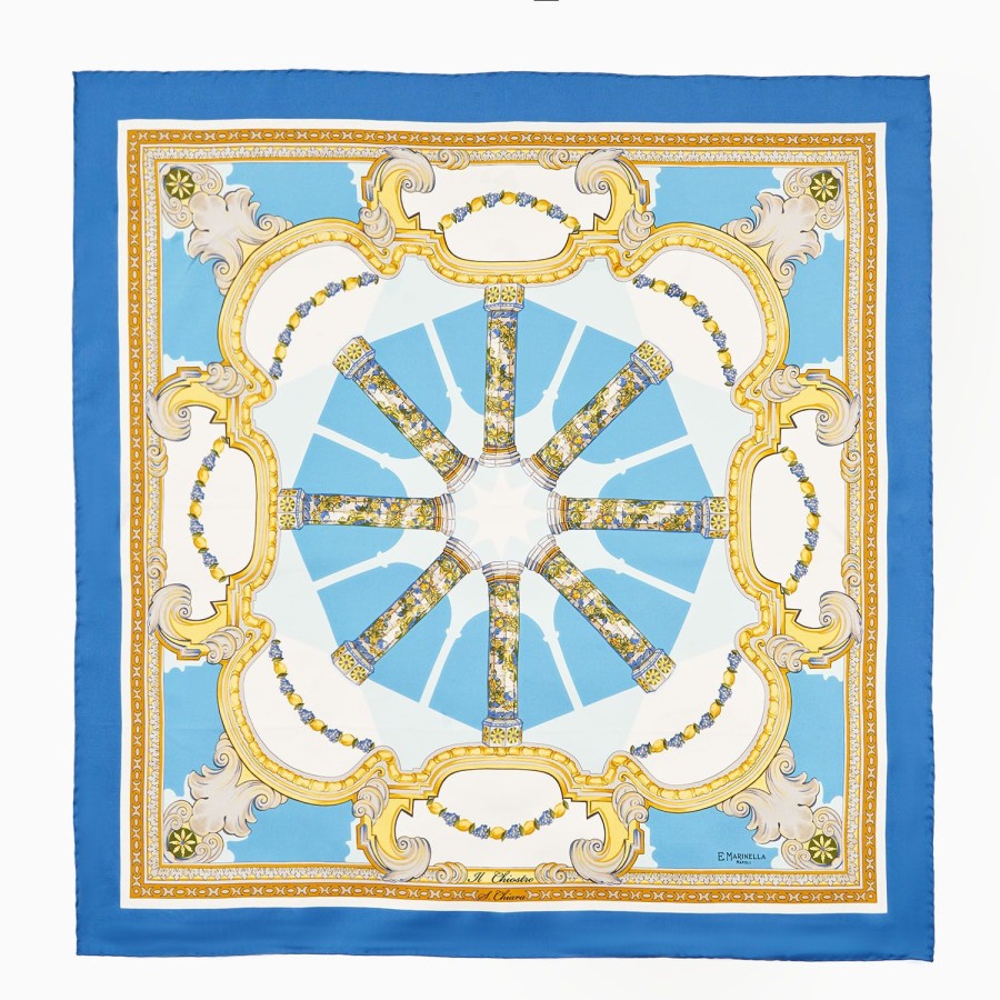 Hot E.Marinella Blue Silk Scarf 90 - Santa Chiara Cloister