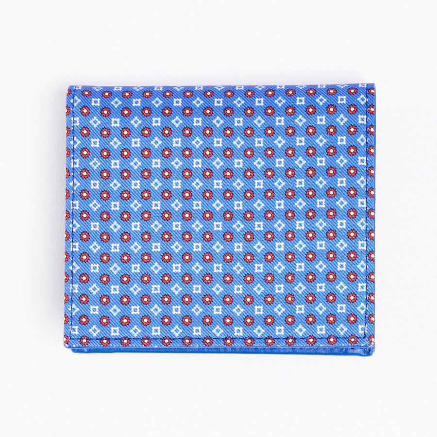 Wholesale E.Marinella Mid Blue Small Wallet In Silk And Leather