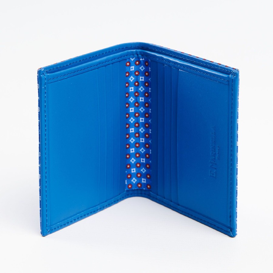 Wholesale E.Marinella Mid Blue Small Wallet In Silk And Leather