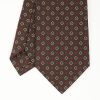 New E.Marinella Dark Brown Sartorial Classic Silk Tie - Small Flower Pattern