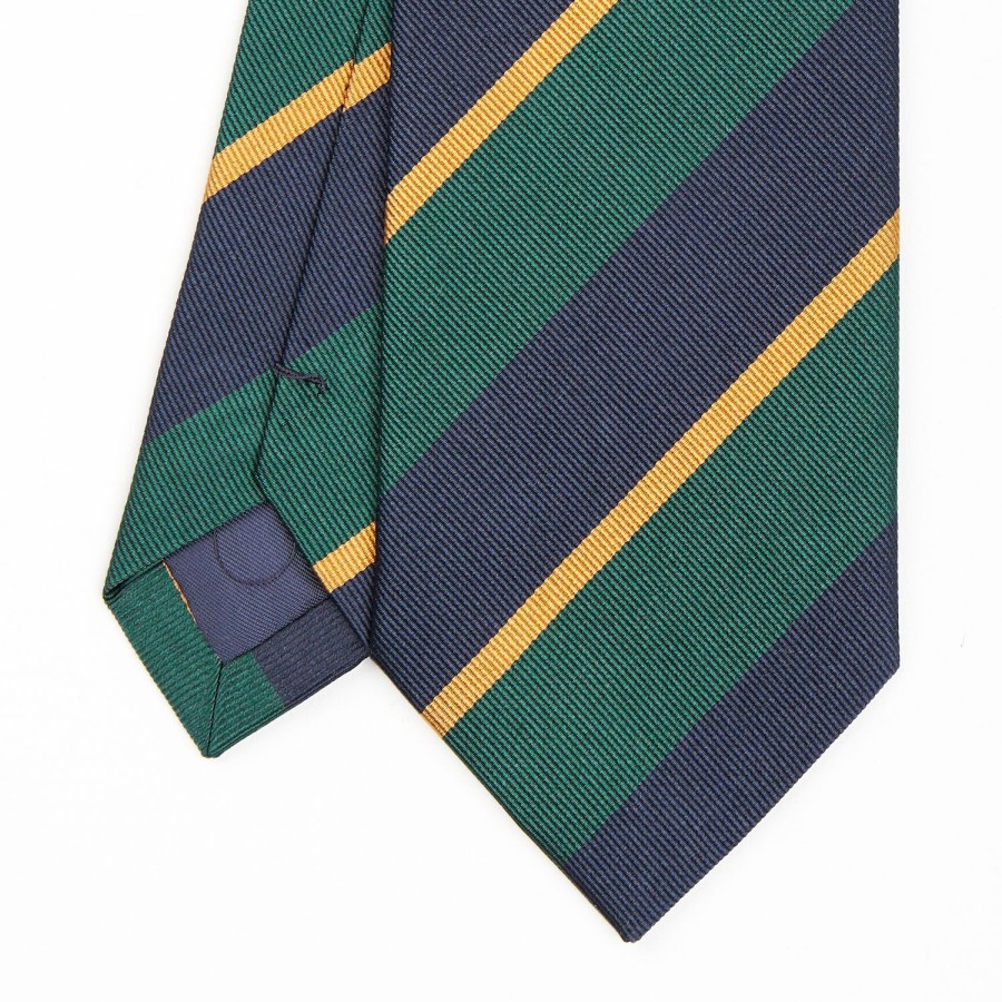 Online E.Marinella Dark Green Sartorial Striped Silk Tie