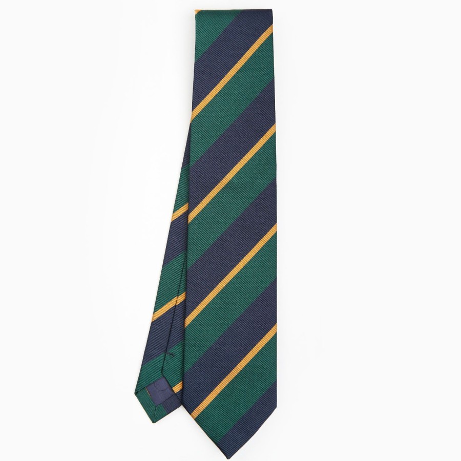 Online E.Marinella Dark Green Sartorial Striped Silk Tie