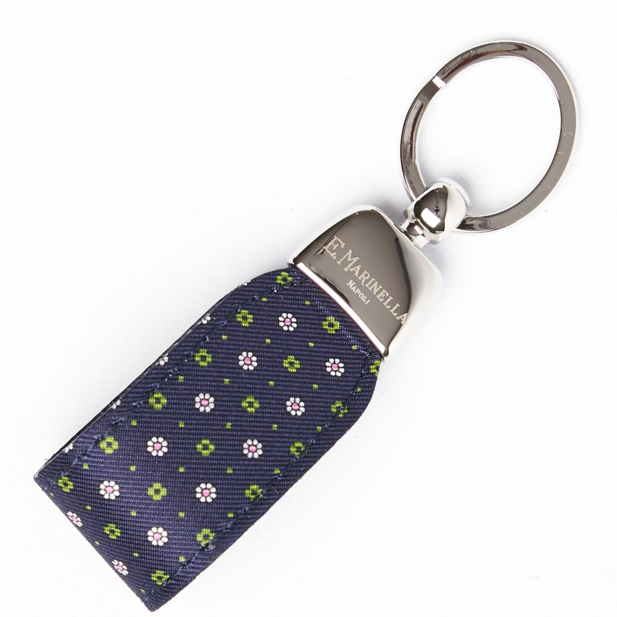 Online E.Marinella Dark Blue Keyfob In Silk And Leather