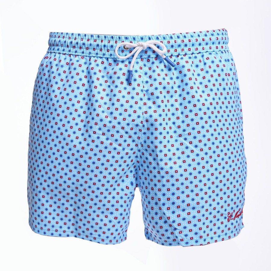 Online E.Marinella Light Blue Swim Short - Small Flower Pattern