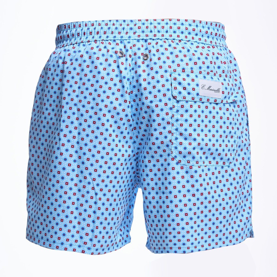 Online E.Marinella Light Blue Swim Short - Small Flower Pattern