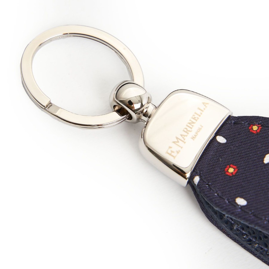 Best E.Marinella Dark Blue Keyfob In Silk And Leather