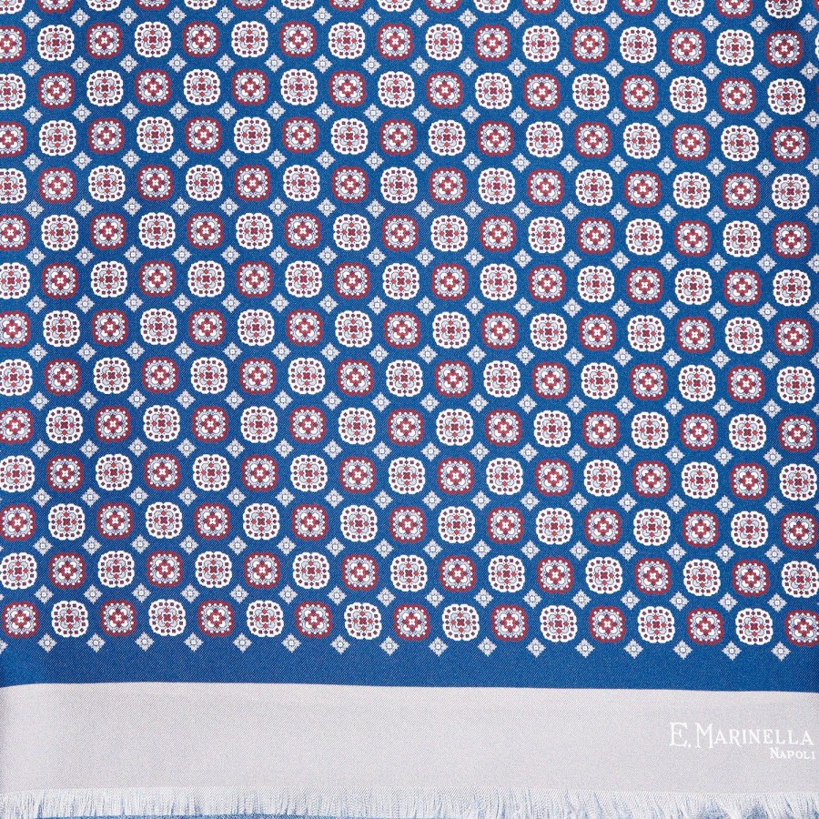 Clearance E.Marinella Blue And Grey Double Silk Scarf