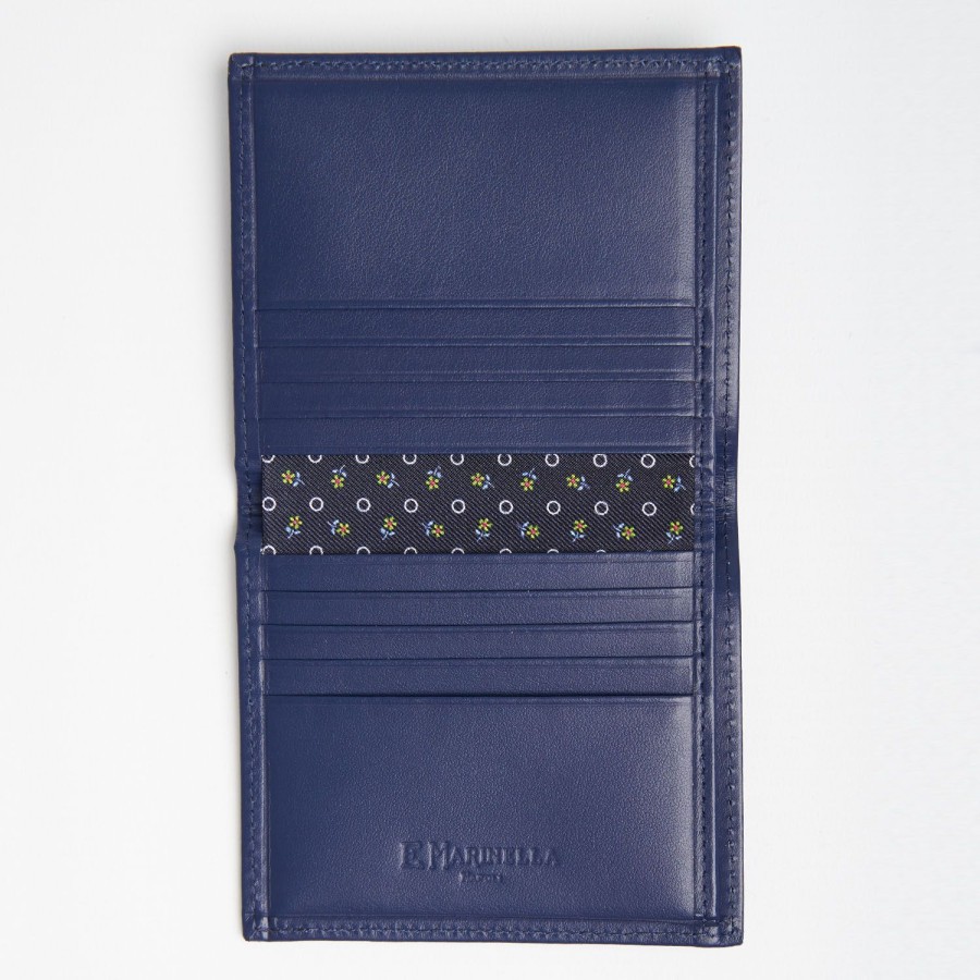 Best E.Marinella Dark Blue Small Wallet In Silk And Leather