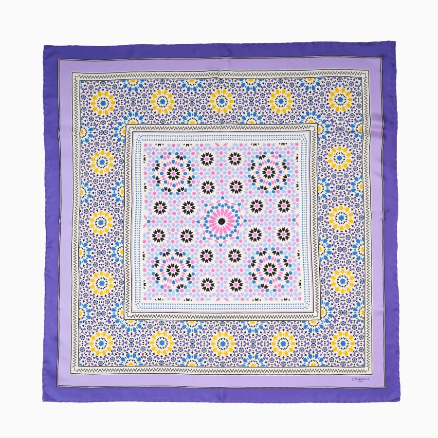 Clearance E.Marinella Violet Silk Scarf 90 - Mosaic