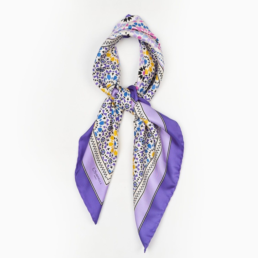 Clearance E.Marinella Violet Silk Scarf 90 - Mosaic