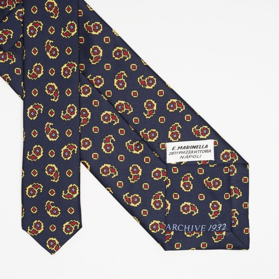 Clearance E.Marinella Dark Blue Archivio Collection Silk Tie 1932_01