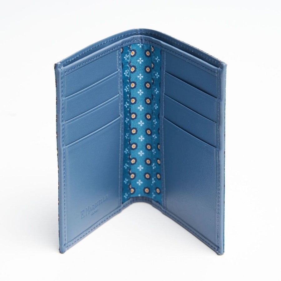 Hot E.Marinella Mid Blue Vertical Wallet In Silk And Leather