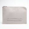 New E.Marinella Light Grey Leather Portfolio With Strap