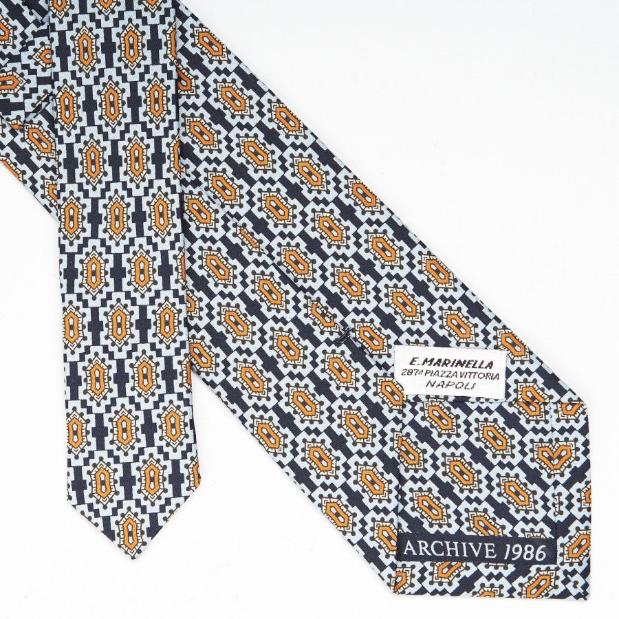 Online E.Marinella Dark Blue Archivio Collection Silk Tie 1986-02