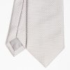 New E.Marinella Light Grey Ceremonial Jacquard Silk Tie - Small Polka Dot Pattern