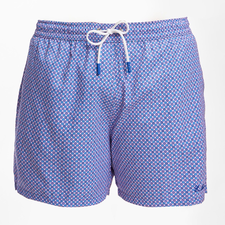 Hot E.Marinella Light Blue Swim Short Small Flower Pattern